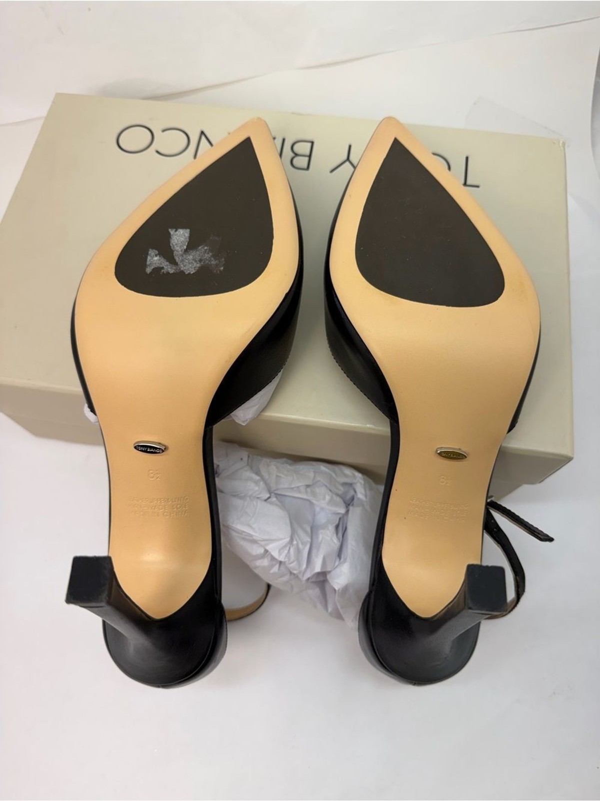 Tony Bianco Aztec Heel in Black Como leather high heel ankle strap pointed toe