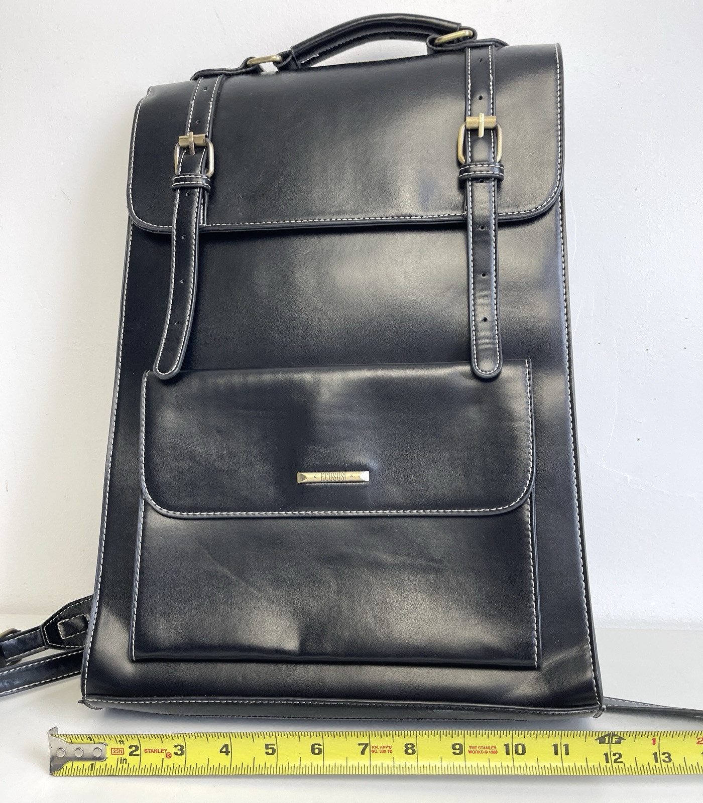 ECOSUSI Laptop Backpack PU Leather Black Vintage. Clean interior