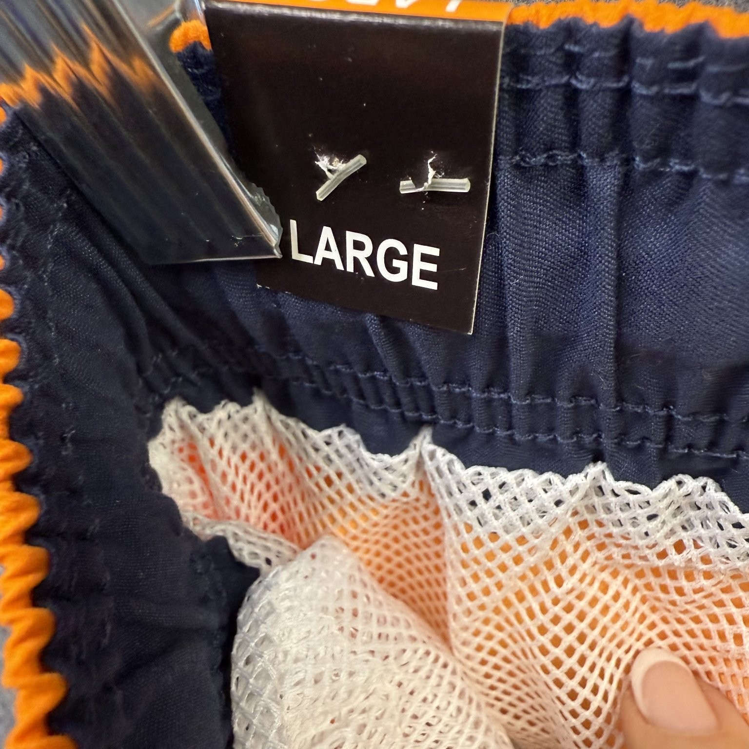 U.S. Apparel Men’s Swim Trunks Navy Orange Large Polyester Quick-Dry