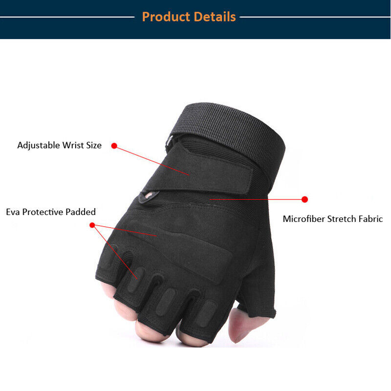 Tactical Half Finger Gloves Men’s Army Military Combat Outdoor Sports Fingerless