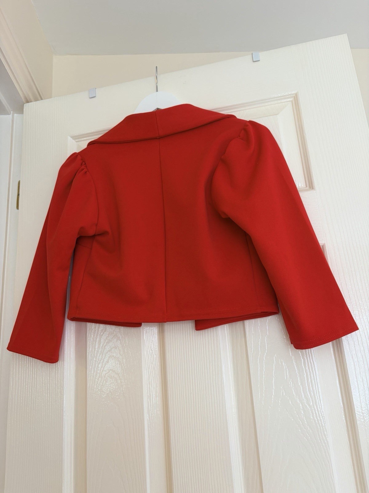 Quiz Red Cropped Open Front Bolero Jacket Puff Sleeve – UK Size 10