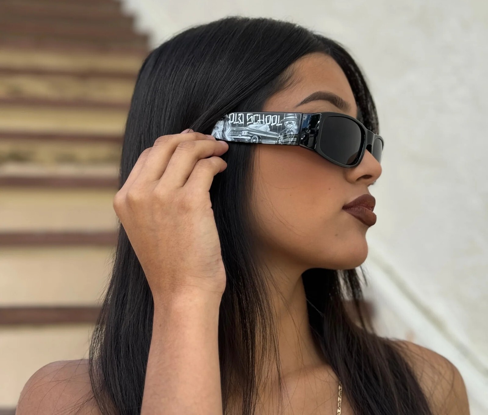 Old School Chicano Tattoo Art Shades Black Locs Sunglasses Lowrider Dyse One
