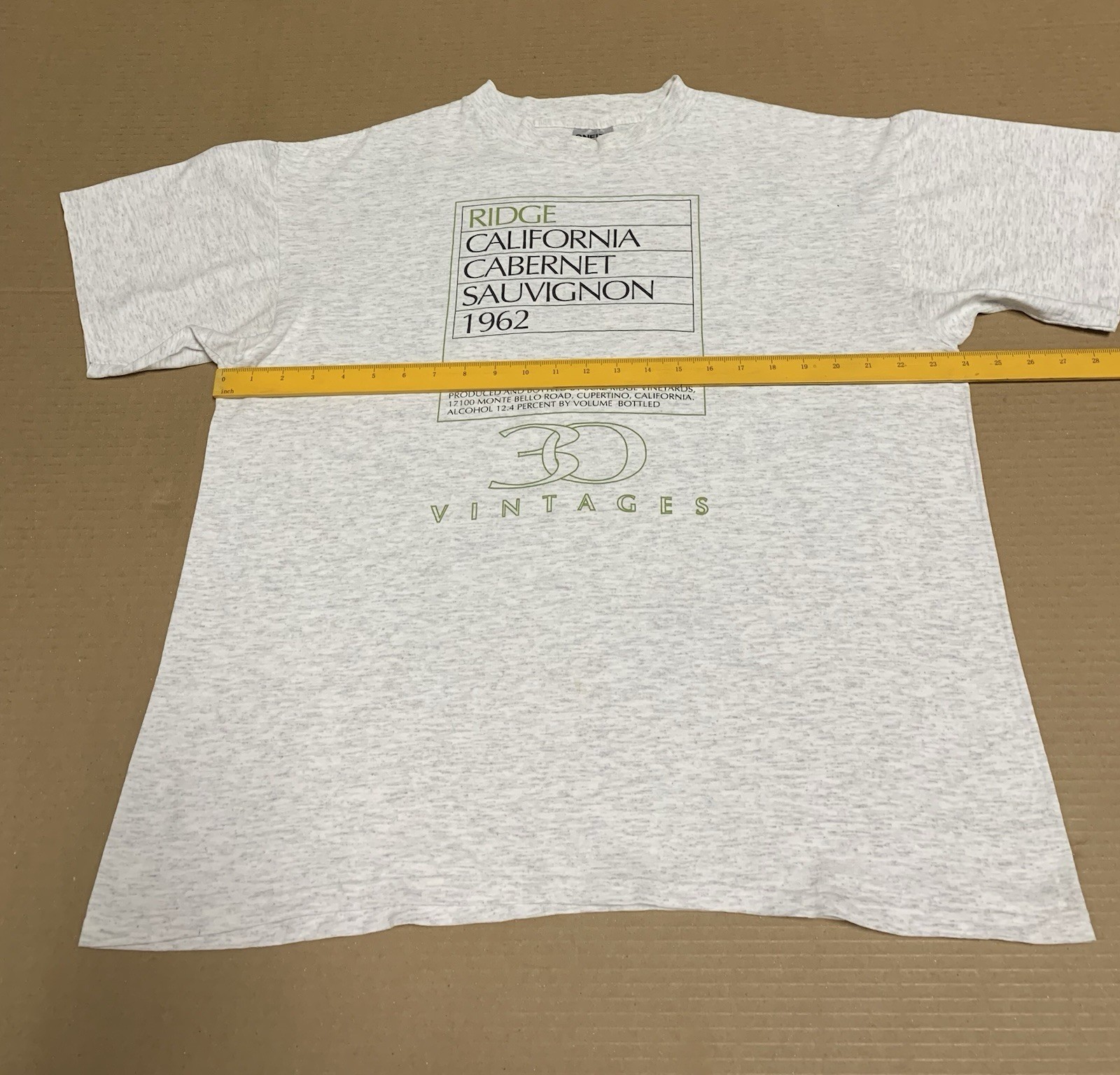 90s Ridge California Cabernet Sauvignon 1962 T-shirt XL (Minor Stains)USA Made