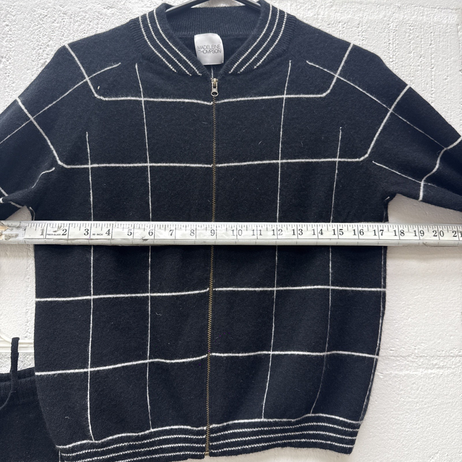 Madeleine Thompson Black & White Pattern Cashmere Jacket & Trousers Size Medium