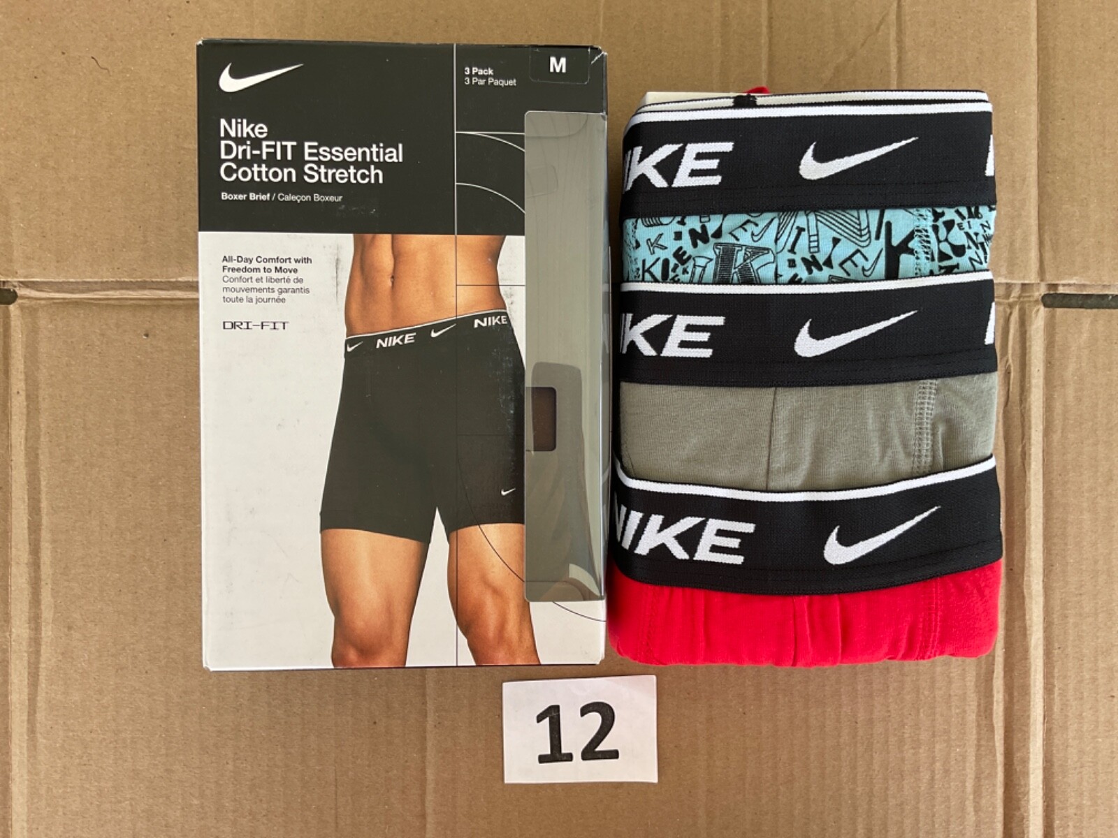 Nike Essential Cotton Stretch 3-Pack Boxer Brief Dri New Various Color Blue Pink