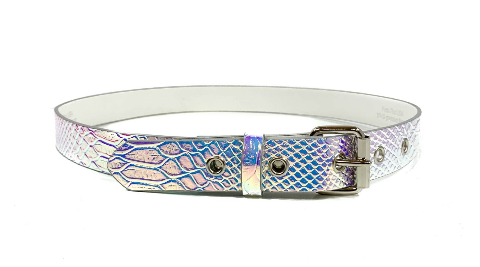 Snake Rainbow Holographic Pride Rave Belt Punk Goth Metal Vegan Funk Plus USA