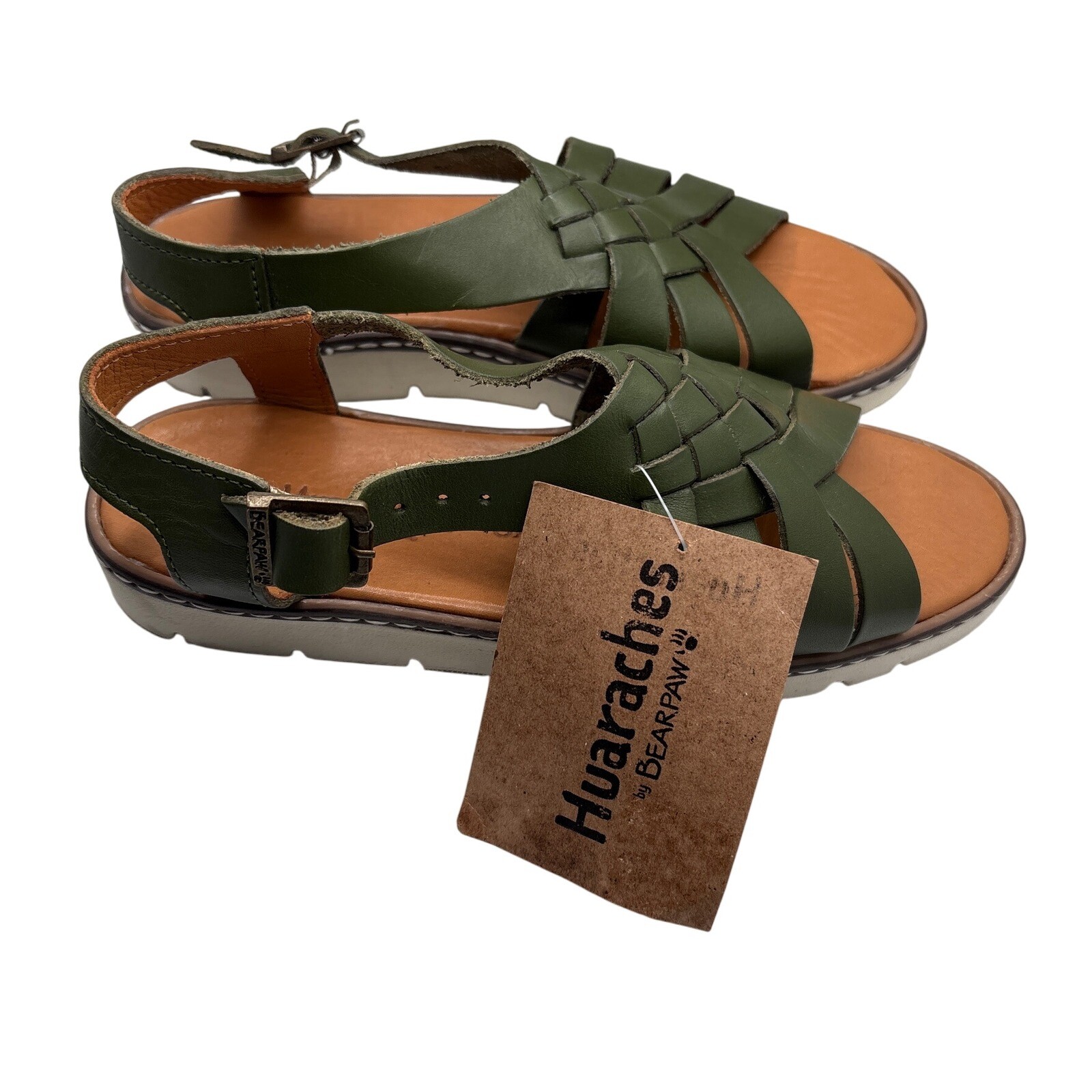 NWT Bearpaw Leah Huaraches Size 6 Slingback Hunter Green