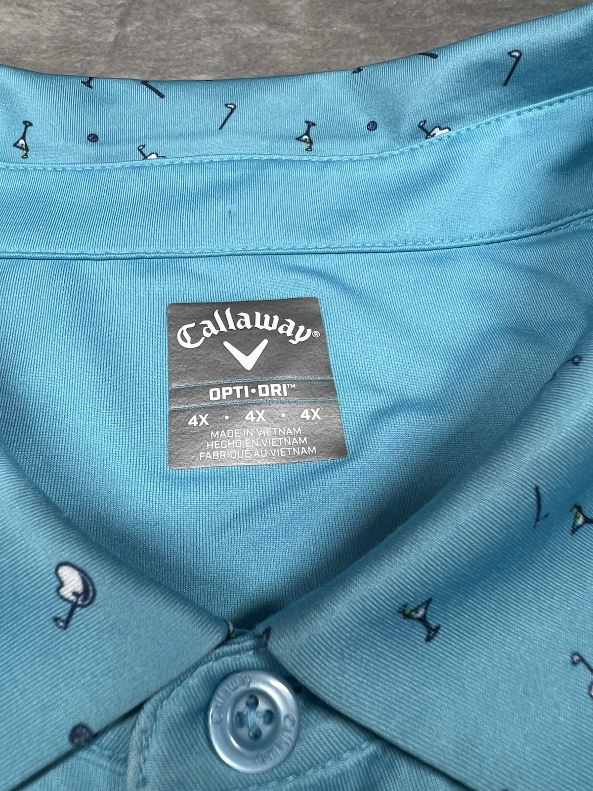 Callaway Opti Dri Golf Polo Shirt Mens 4X Blue Martini Print Performance Big