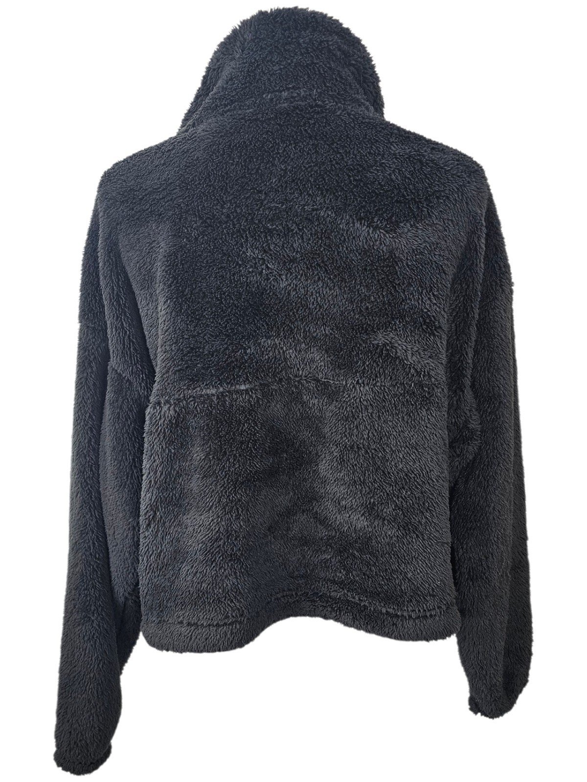 Old Navy Womens Medium Black Sherpa Fleece Quarter Zip Teddy Pullover Jacket