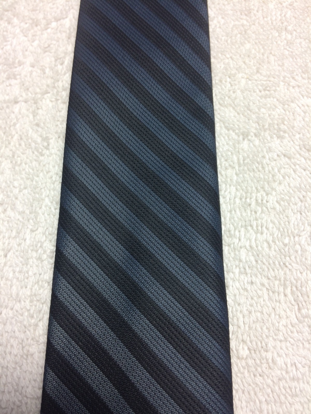 VINTAGE SUPERBA BOYS TIE 2 X 53 BLUE AND BLACK STRIPE SKINNY NARROW