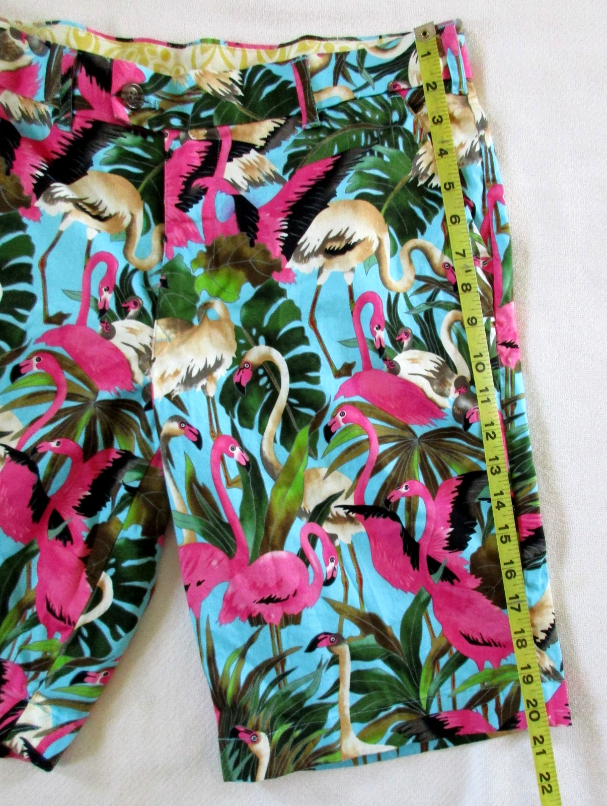 Loudmouth Golf Shorts Men’s 34 All Over Print Pink Flamingo Tropical Chino 11″