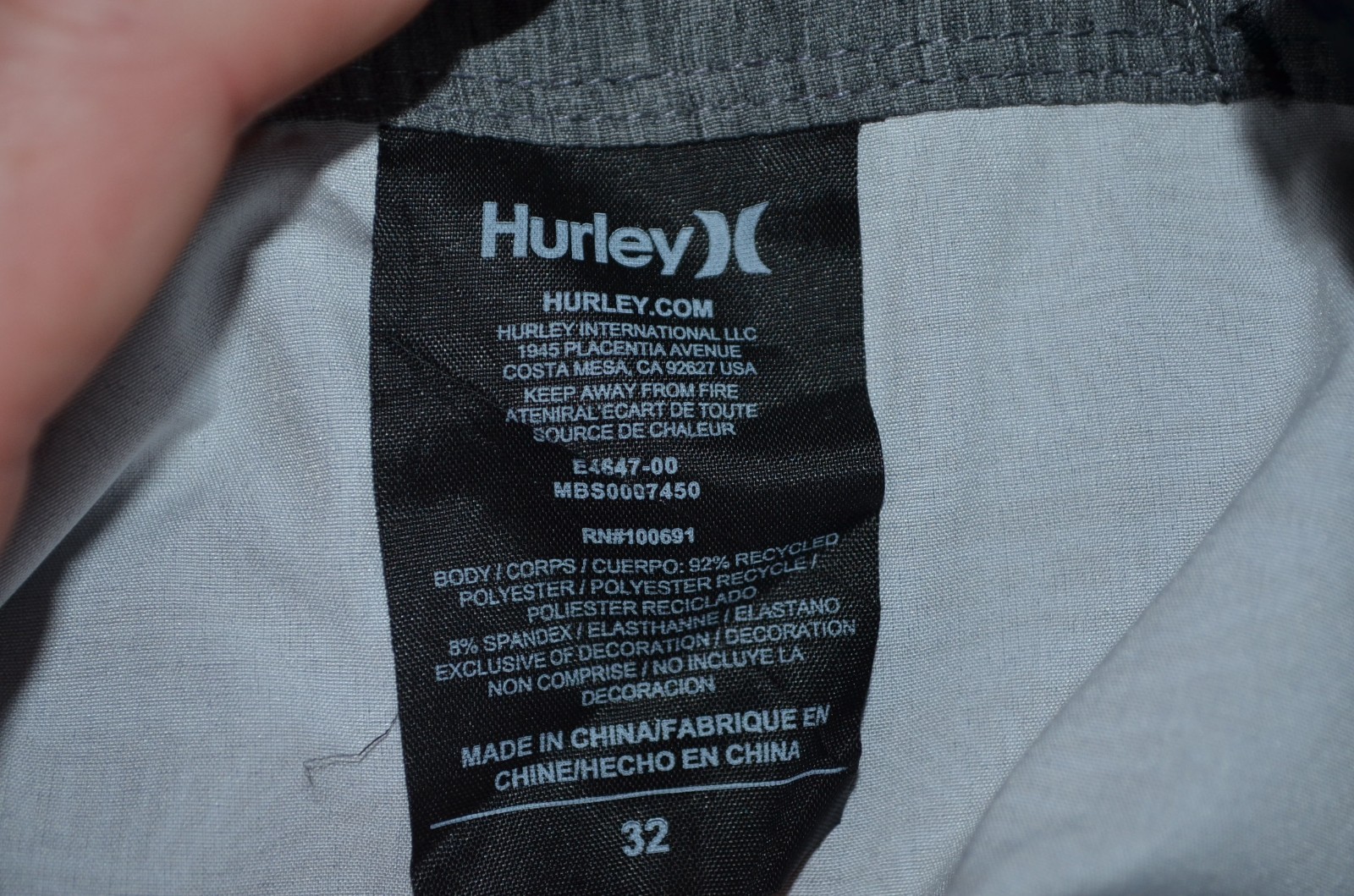Hurley Phantom Boardshorts Mens 32 Gray/Black 9″ Inseam Aztec 20″ Length New