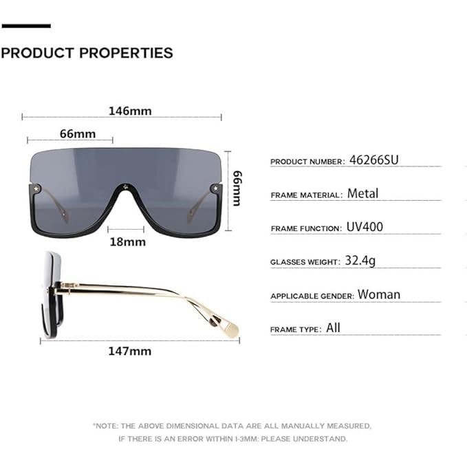 Oversized Square Shield Sunglasses Tortoise Frame Amber Lens UV400 Women Gafas