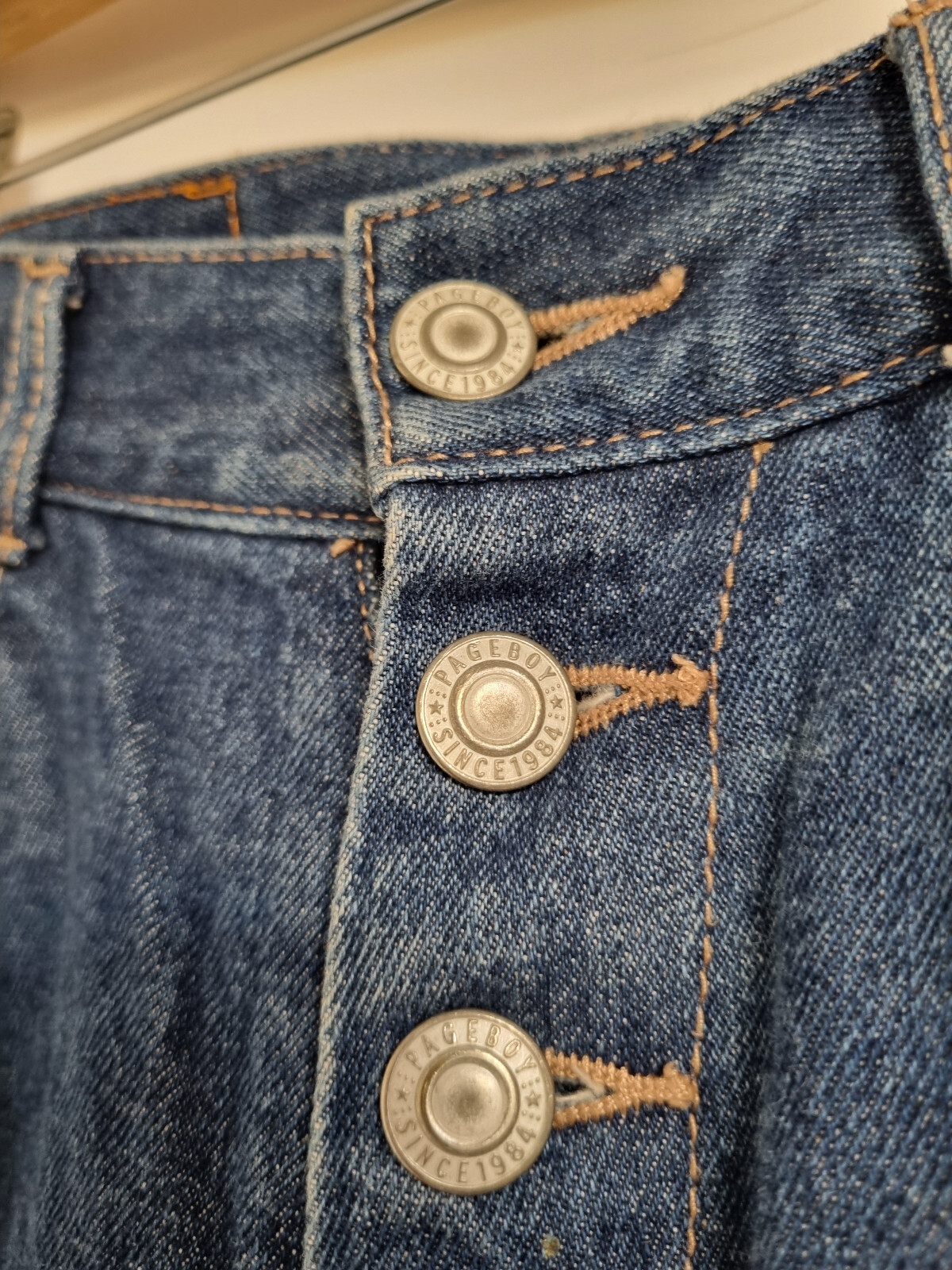 Alicia Pageboy Jeans Size S Waist 27 in Wide Leg Button Fly Raw Hem