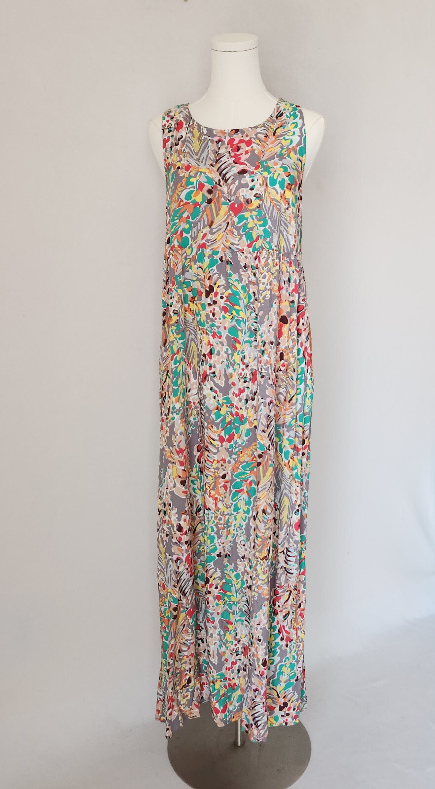 NWT Lime N Chili OTT Floral Sleeveless Maxi Dress Pocket Rayon Multicolor Sz.S