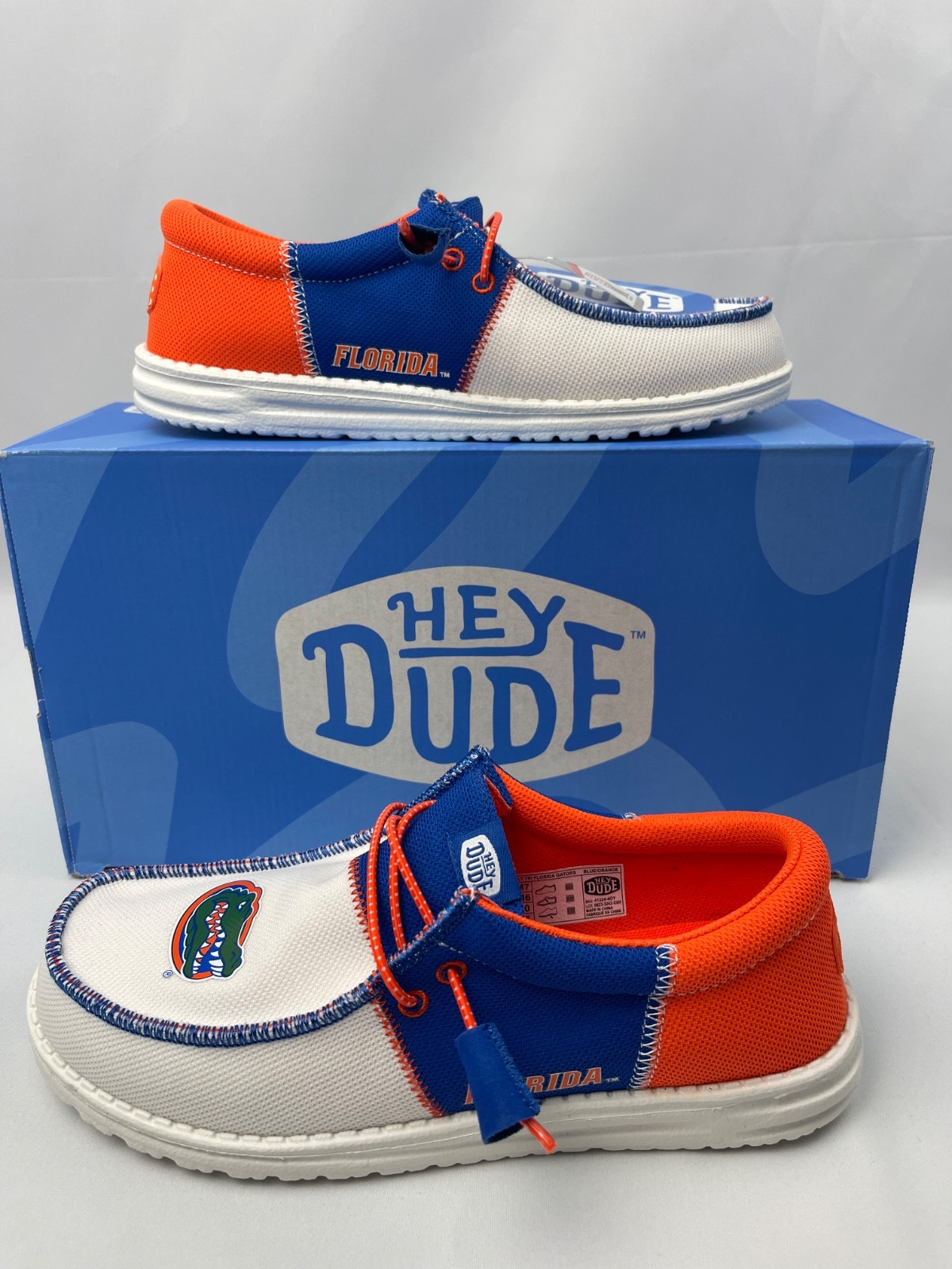 NEW Men’s Hey Dude UF Univ Florida GATORS blue orange 7 8 11 12 13 Wally shoe$75