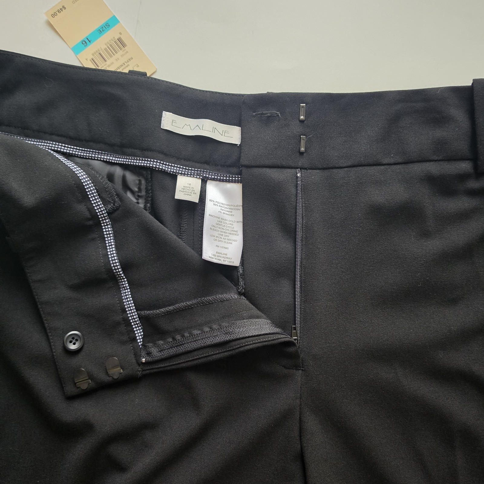 Emaline Dress Pants Womens Size 16 Slacks Signature Fit Black Wide Leg