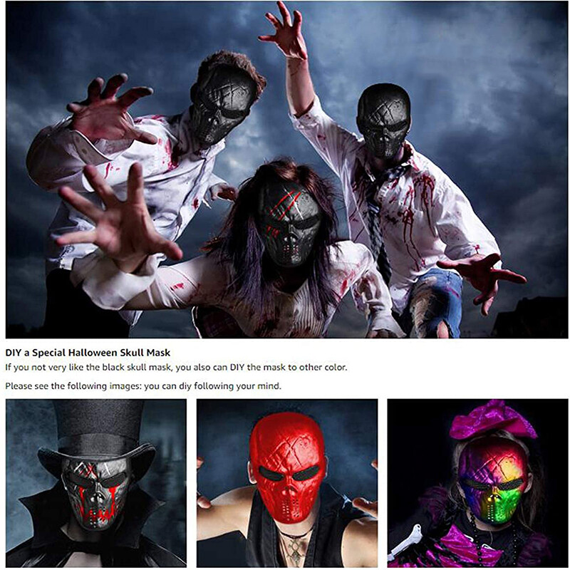 Halloween Full Face Mask Skull Masks with Metal Mesh for Cosplay Costume Party