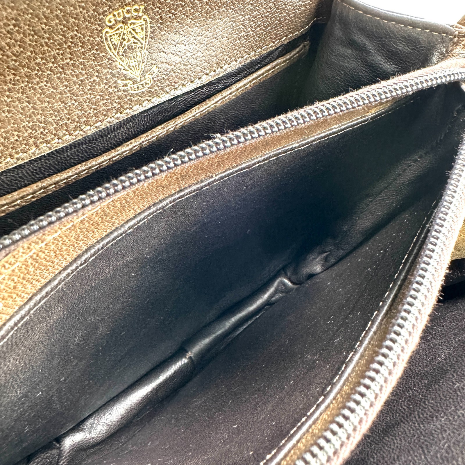 Gucci Vintage Shoulder Bag Leather Brown Authentic 389T0353