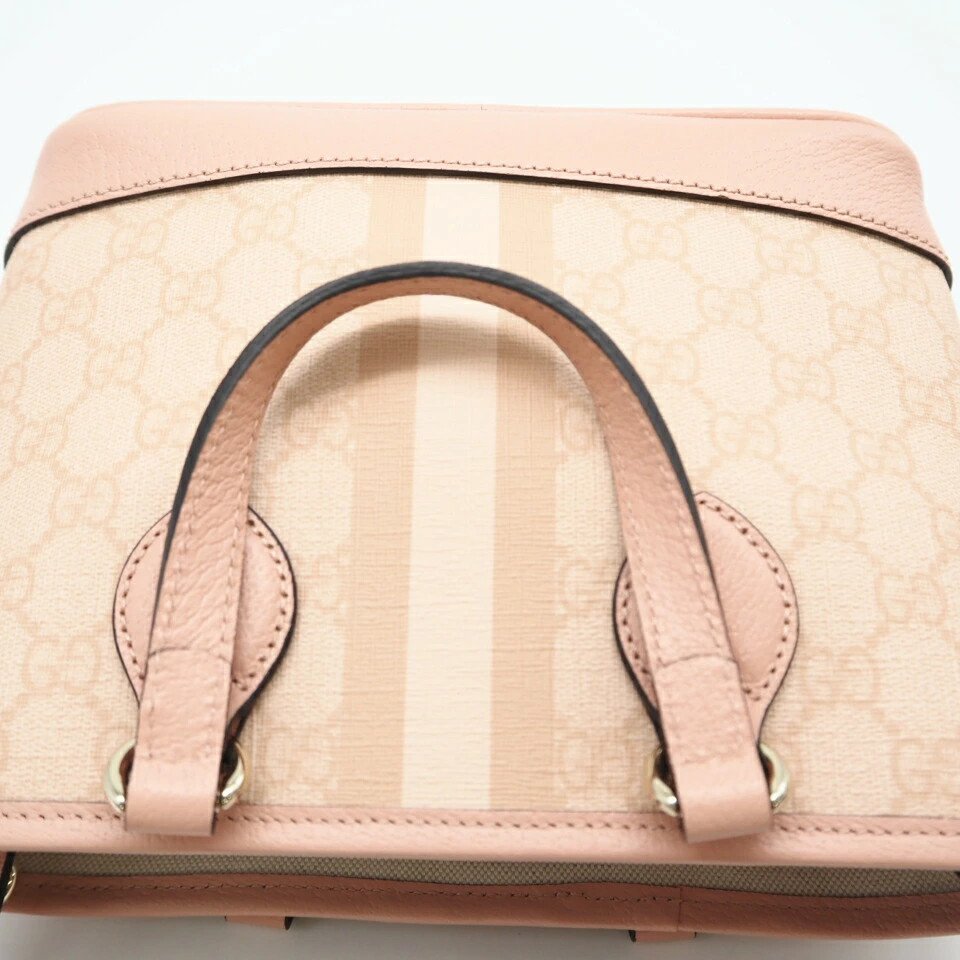 GUCCI GG Supreme Ophidia Small Tote Bag 2way Pink Beige