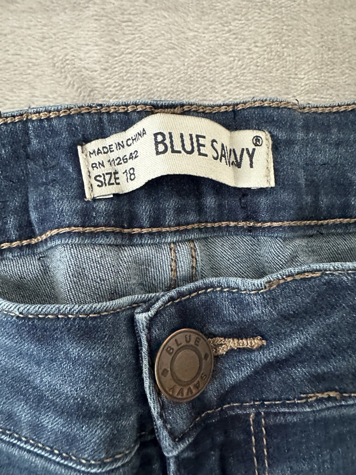 Blue Savvy Shorts Womens Size 18 Blue Bermuda Jean Distressed Stretch Denim