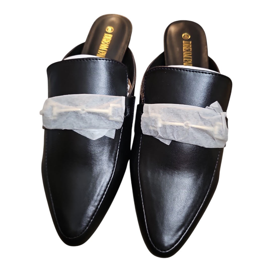 DREAM PAIRS Flat Mules Buckle Pointed Toe Backless Slip on Slides Loafer Size 8