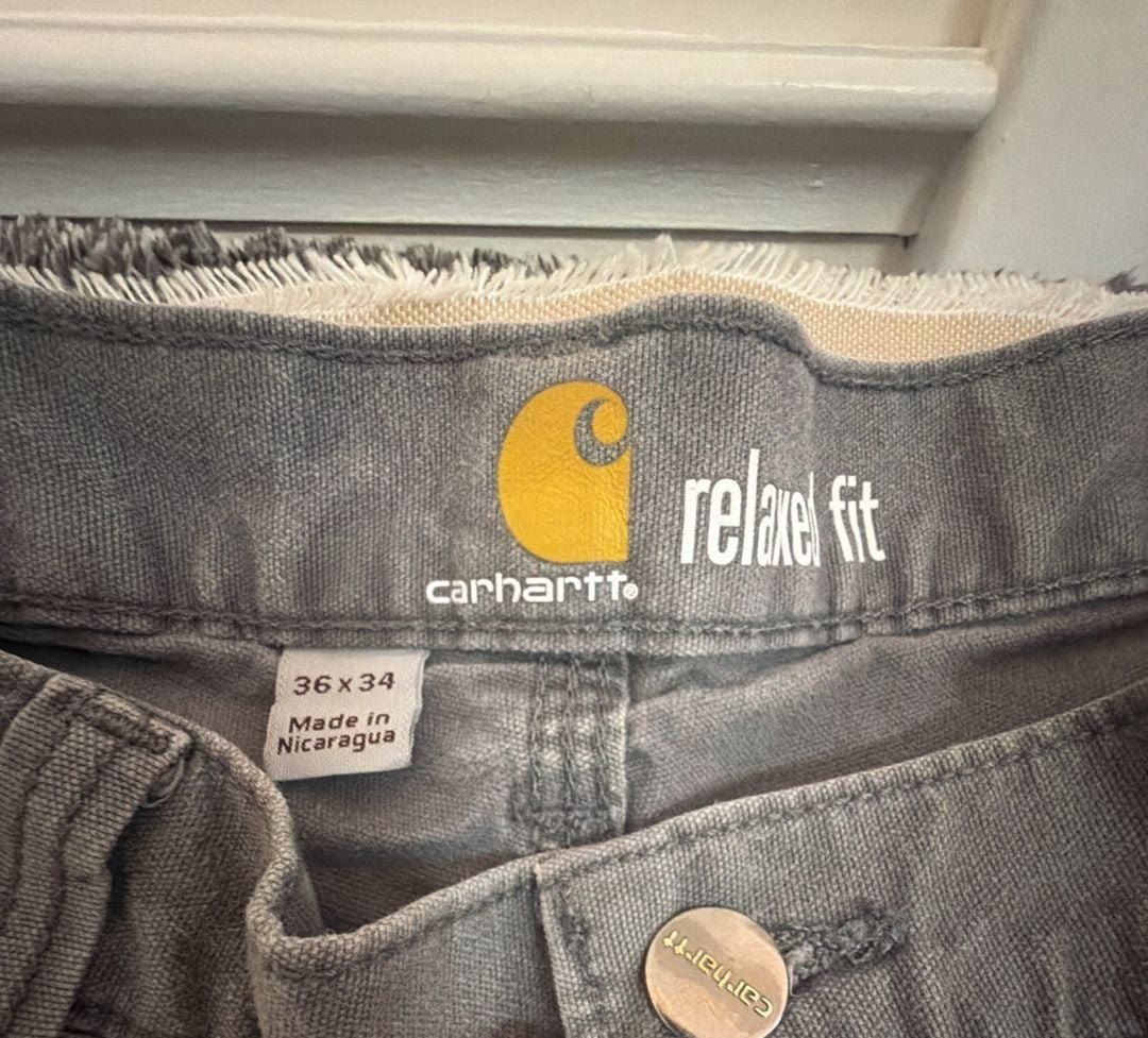 Carhartt Relaxed Fit Pants 36×34 Black Gray Distressed Paint Splatter Workwear