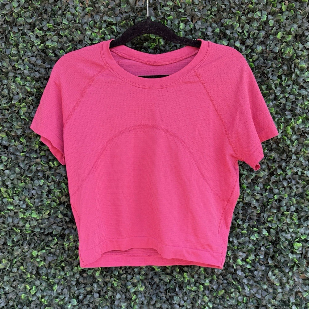 Lululemon Swiftly Tech 2.0 Cropped Tee Pink Womens 6 Short Sleeve Breathable