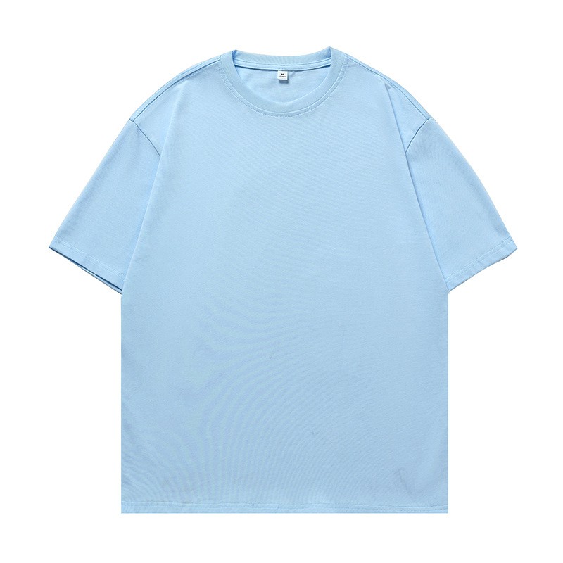 Textured pure cotton short-sleeved solid color casual versatile couple T-shirt
