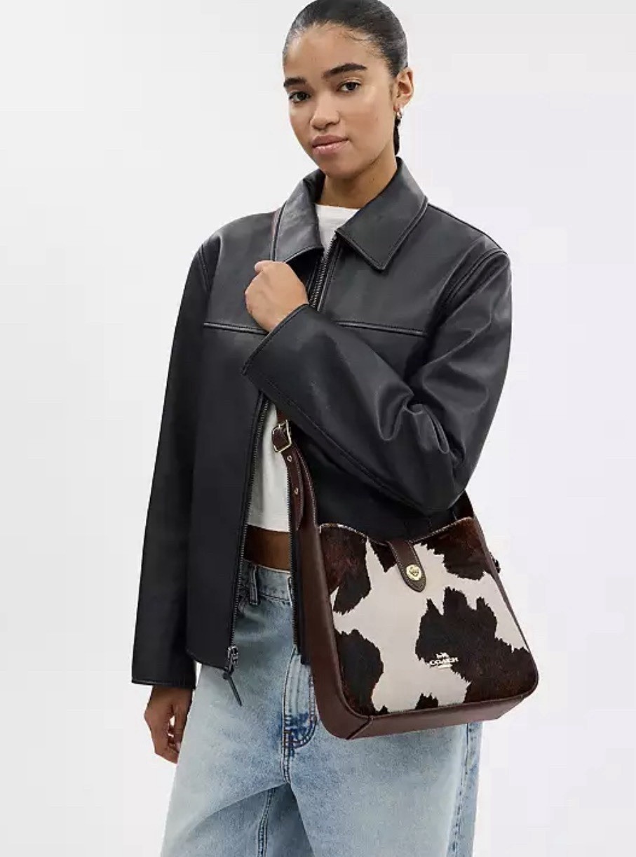 NWT Coach Hadley Convertible Crossbody Bag With Cow Print And Tassel CCC87