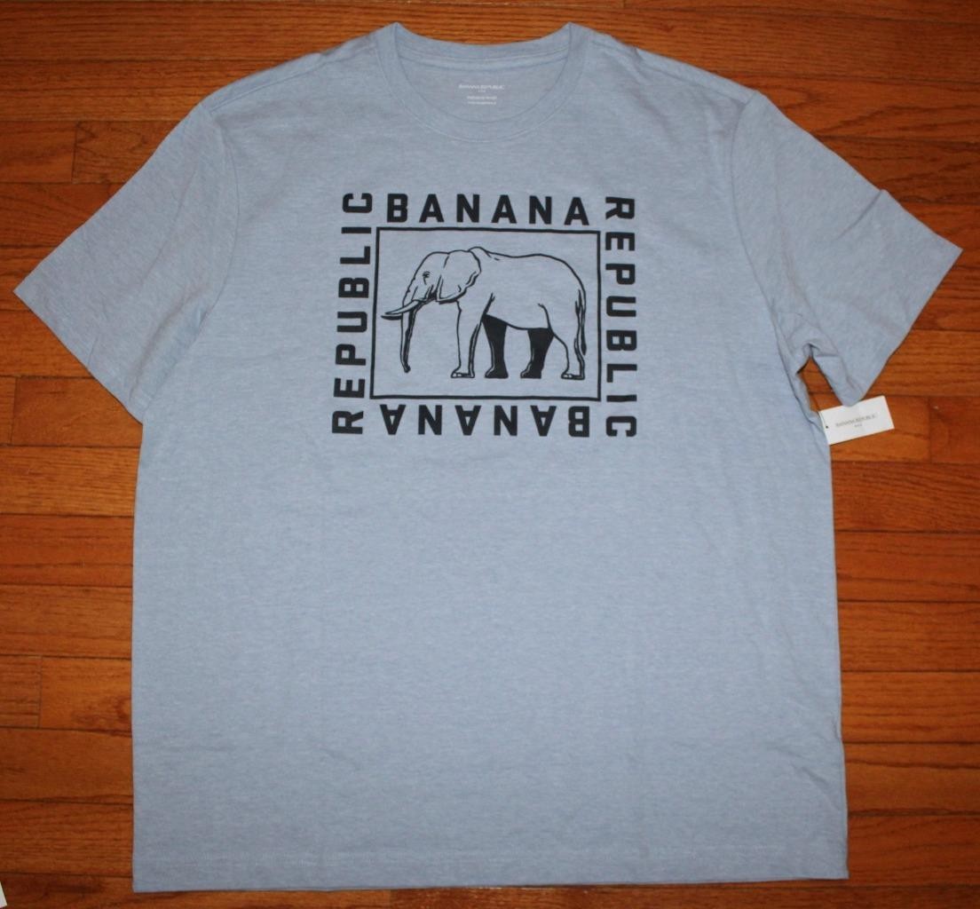 Mens BANANA REPUBLIC ELEPHANT LOGO Graphic Tee PREMIUM WASH T-Shirt MEDIUM *G6