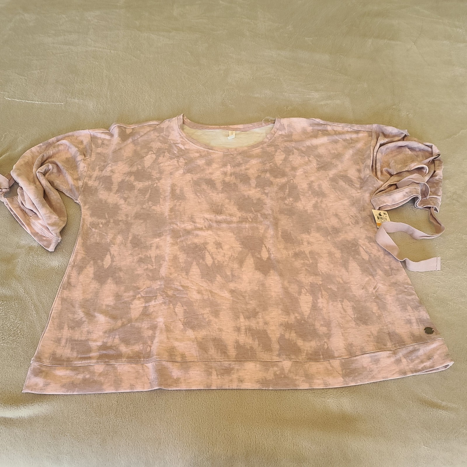 Ideology Tie-Dyed Tie Top Shimmer Pink Plus Size 3X Life On The Go