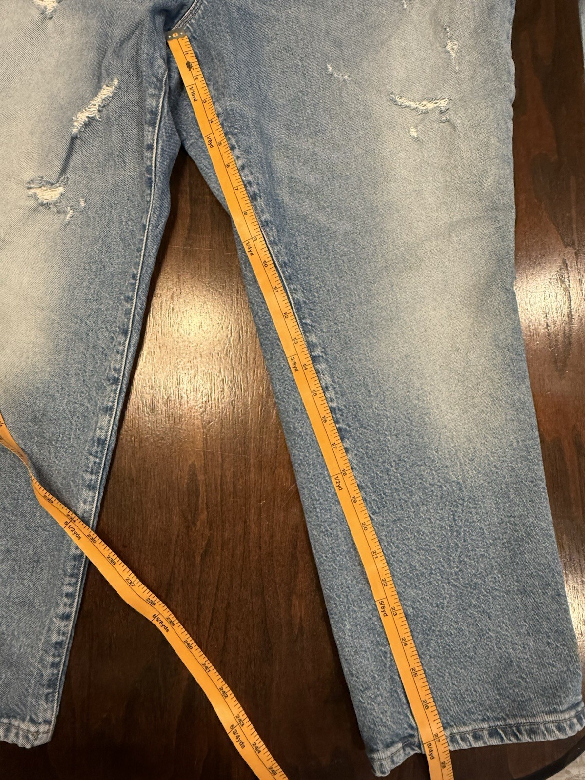 Good American Size 18 Good Classic High Rise Distressed Straight Leg Blue Jeans