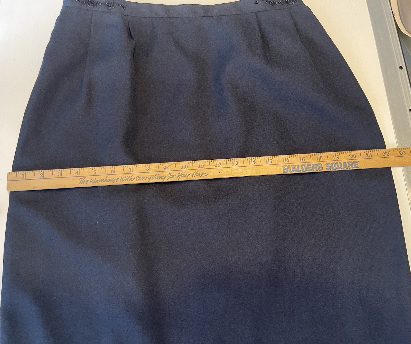 Morgan Miller Navy Blue Black Beaded Detail Skirt Suit Set Special Size 16