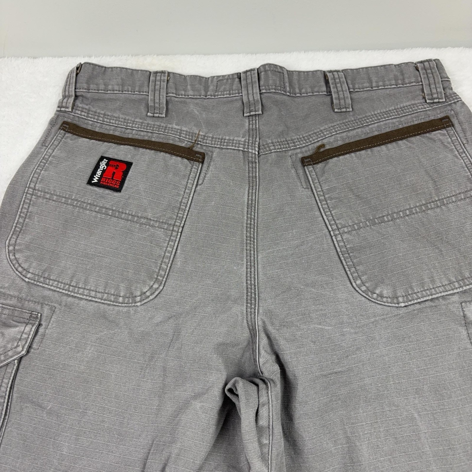 Wrangler Riggs Pants Mens 34×36 Gray Carpenter RIGGS Workwear Canvas Pockets