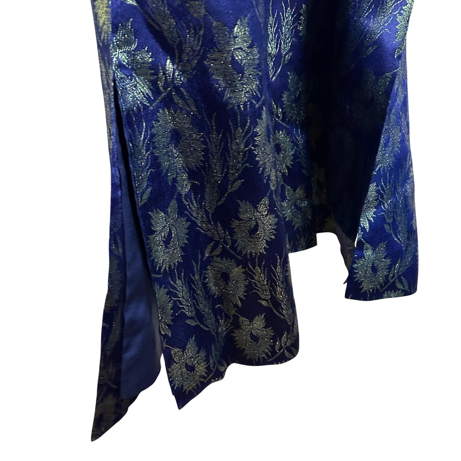 Vintage Brocade Tunic Vest 1980s Chinese Silk Metallic Floral Cheongsam Style