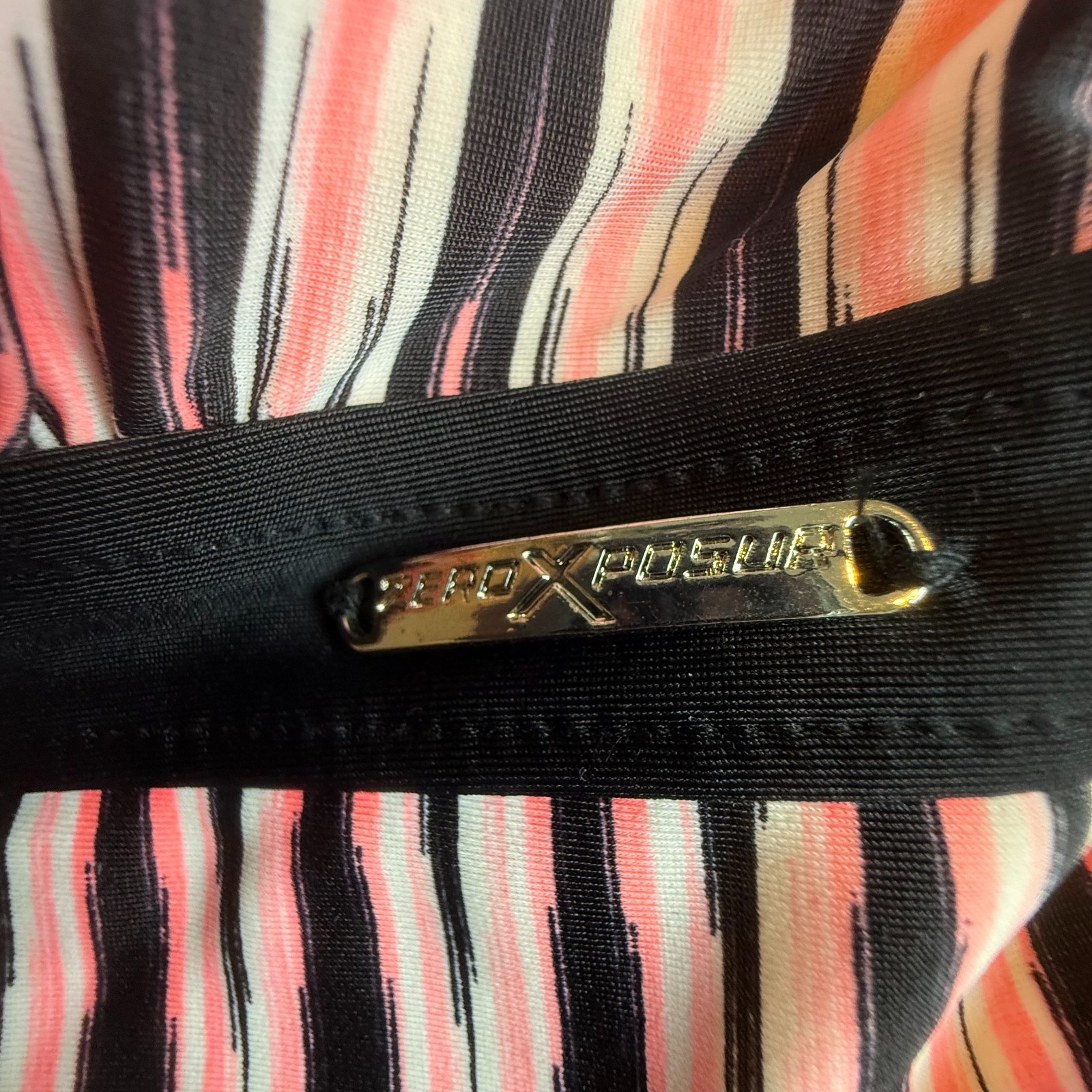 NWT ZeroXposur Starfish Tankini Top Size 16 Pink Black Striped Swim Top UPF 30+