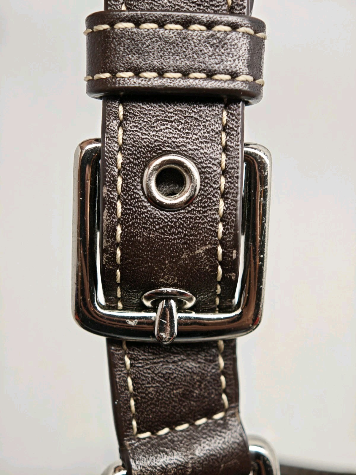 COACH | Brown Logo Shoulder Bag Buckle Accent Double Handles Silver Hardware