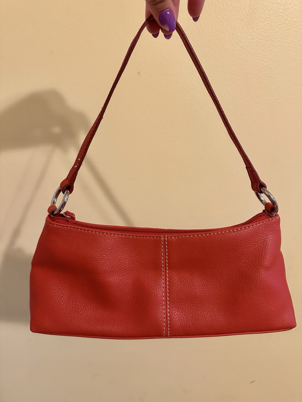 Nine West Orange Small Zip Shoulder Bag with Matching lipstick Pouch