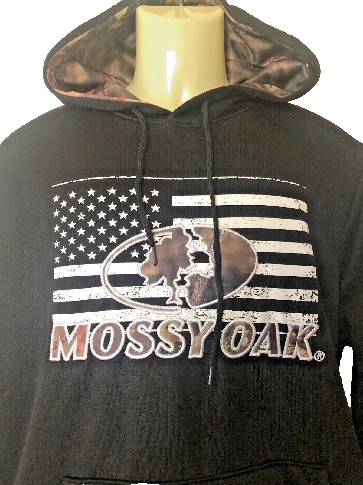NWT Mossy Oak Men’s Black American Flag Camo Hoodie XL