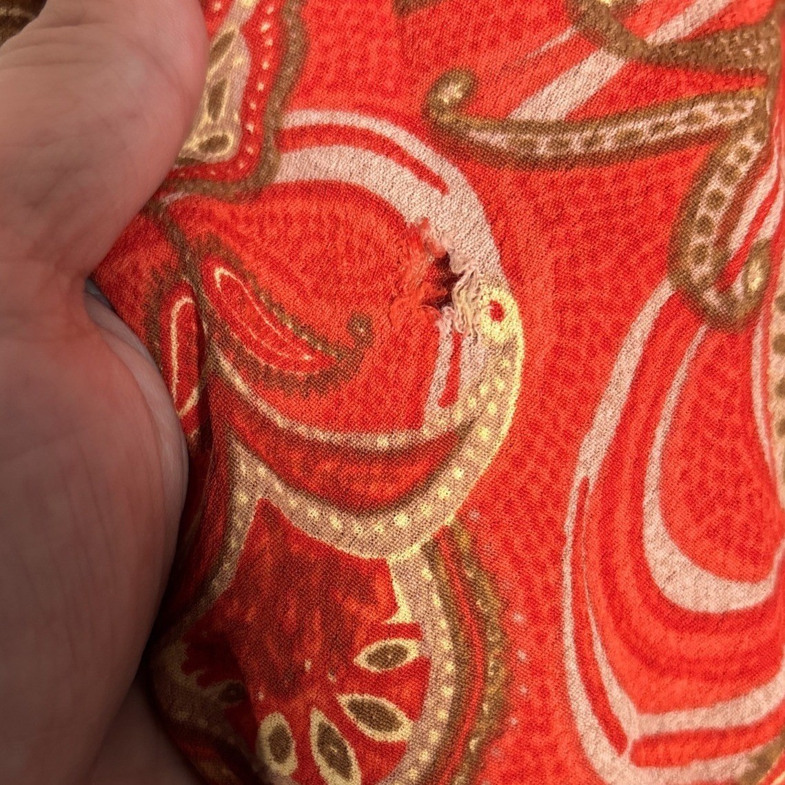 Rampage Vintage 90s Red Paisley Rayon Midi Dress Square Neck Ruffle Hem Fits XS