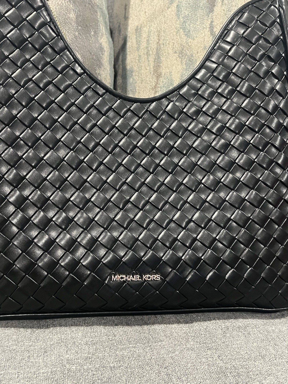 Black MICHAEL KORS Nayla Medium Hobo Woven Shoulder Bag NWT