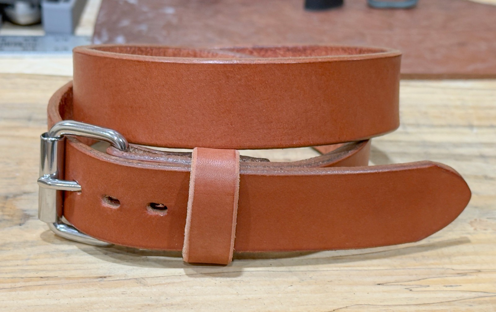 Men’s Full Grain Leather Belt – 1.5” Veg Tanned Cowhide, Heavy-Duty, Made in USA