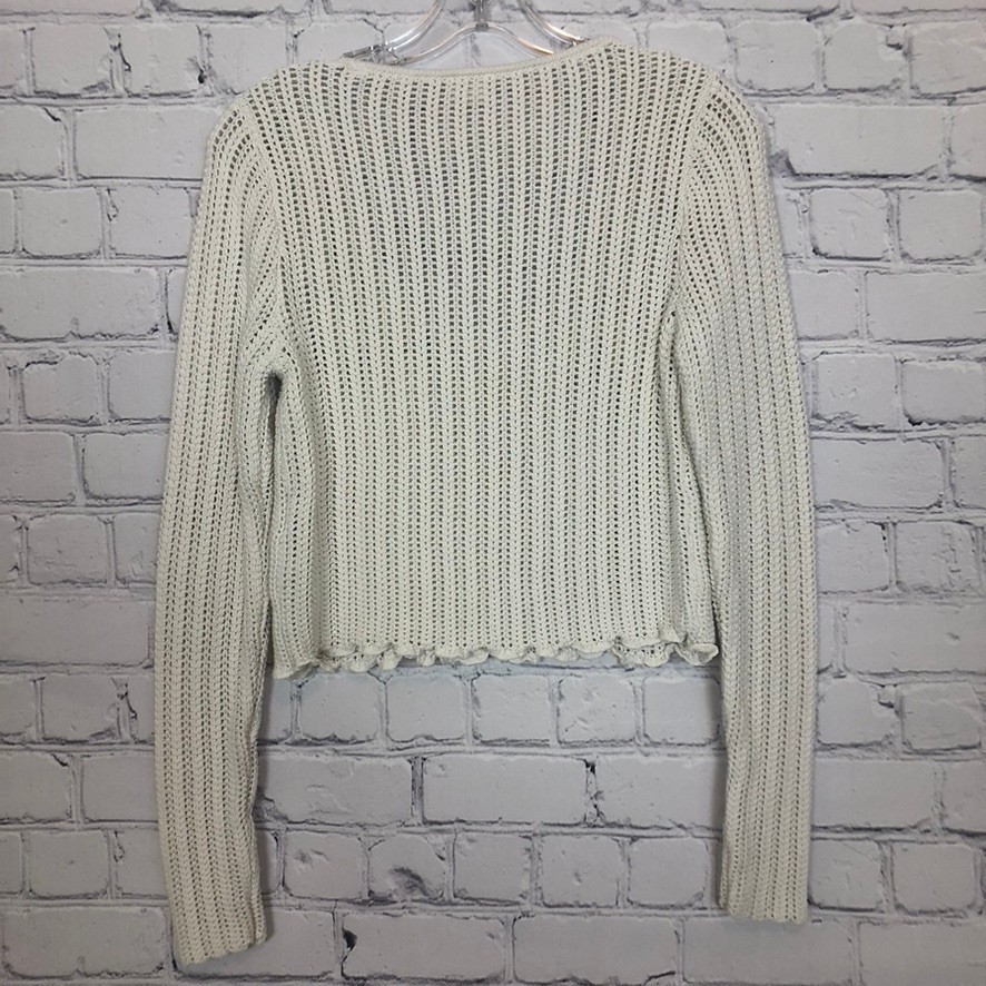 Abercrombie & Fitch Open Knit Cropped Sweater Size S White 100% Cotton