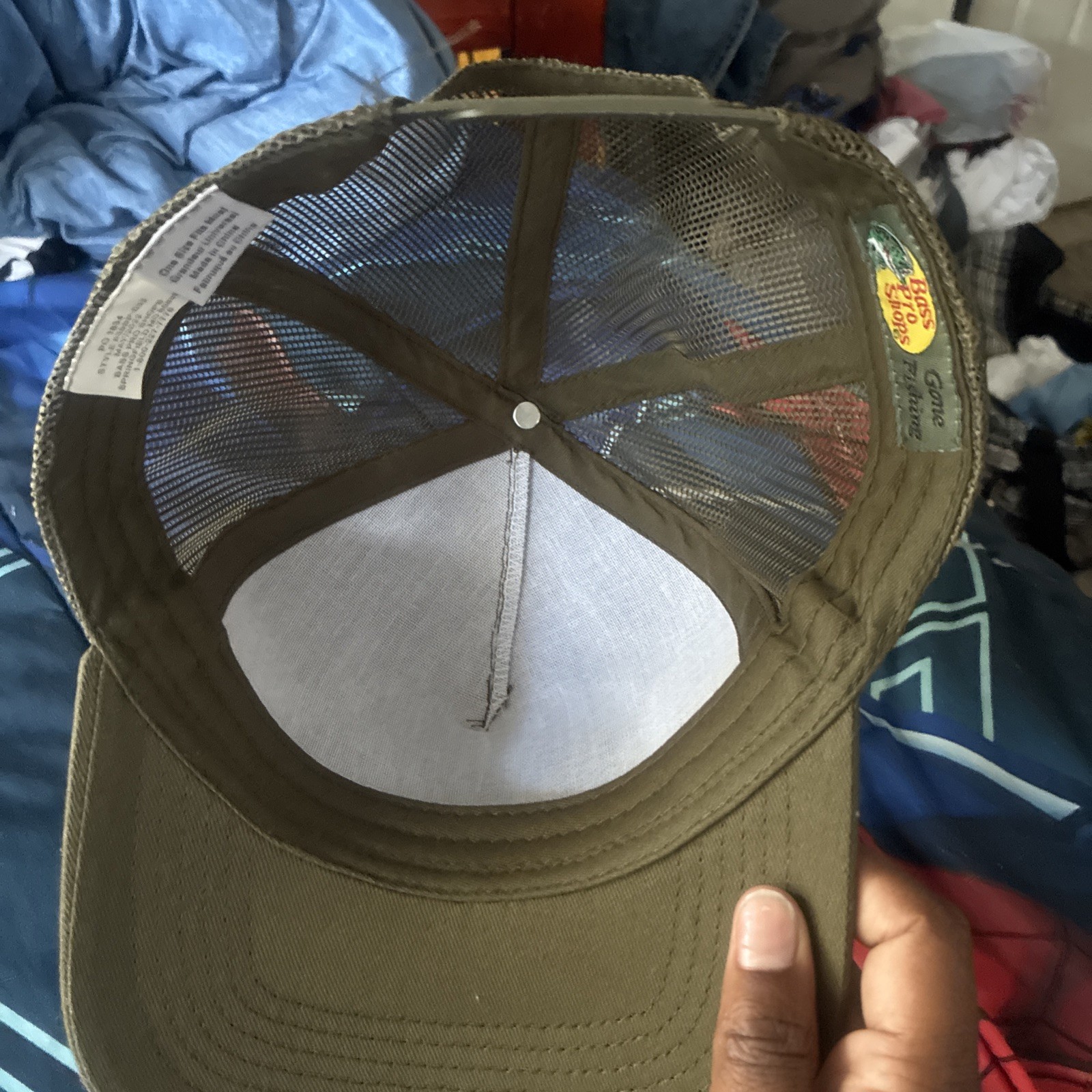 Bass Pro Shops Hat Cap Snap Back Mens One Size Green Trucker Mesh Logo Patch