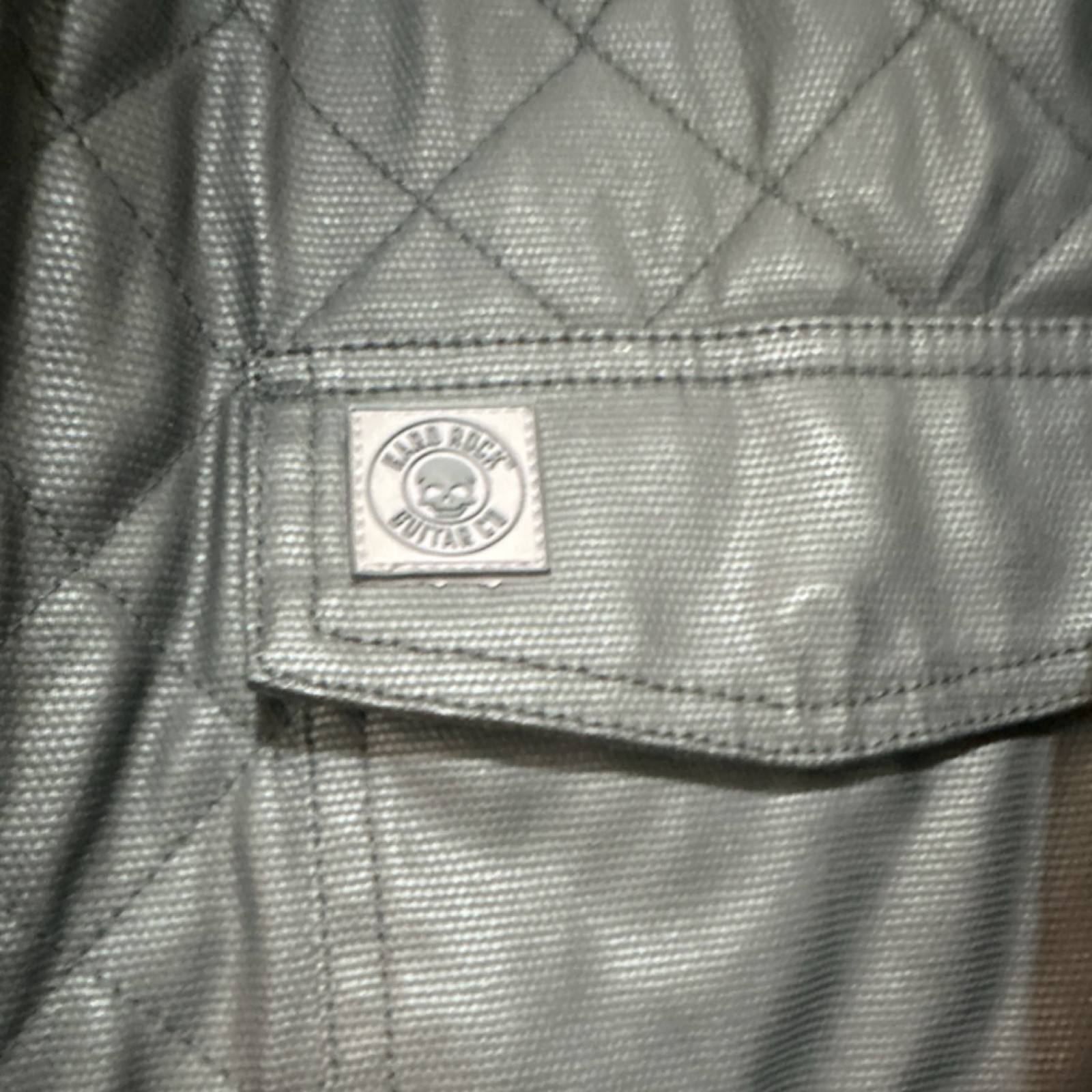 Hard Rock Guitar Co Men’s Black Quilted Skull Logo Jacket L Button Embroidered