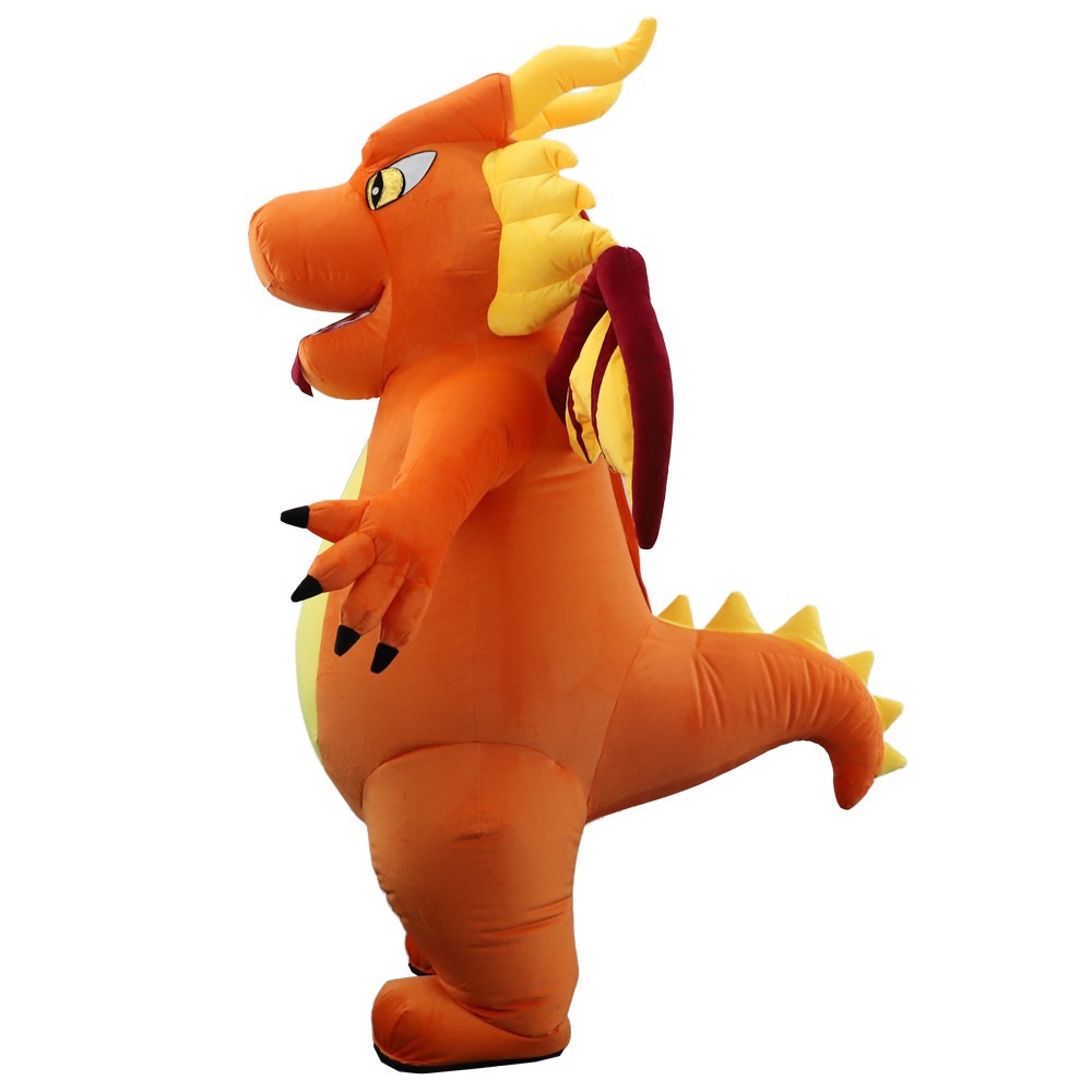 Giant Cartoon Fire Dragon Inflatable Mascot Costume Halloween Outfit Fancy Dress