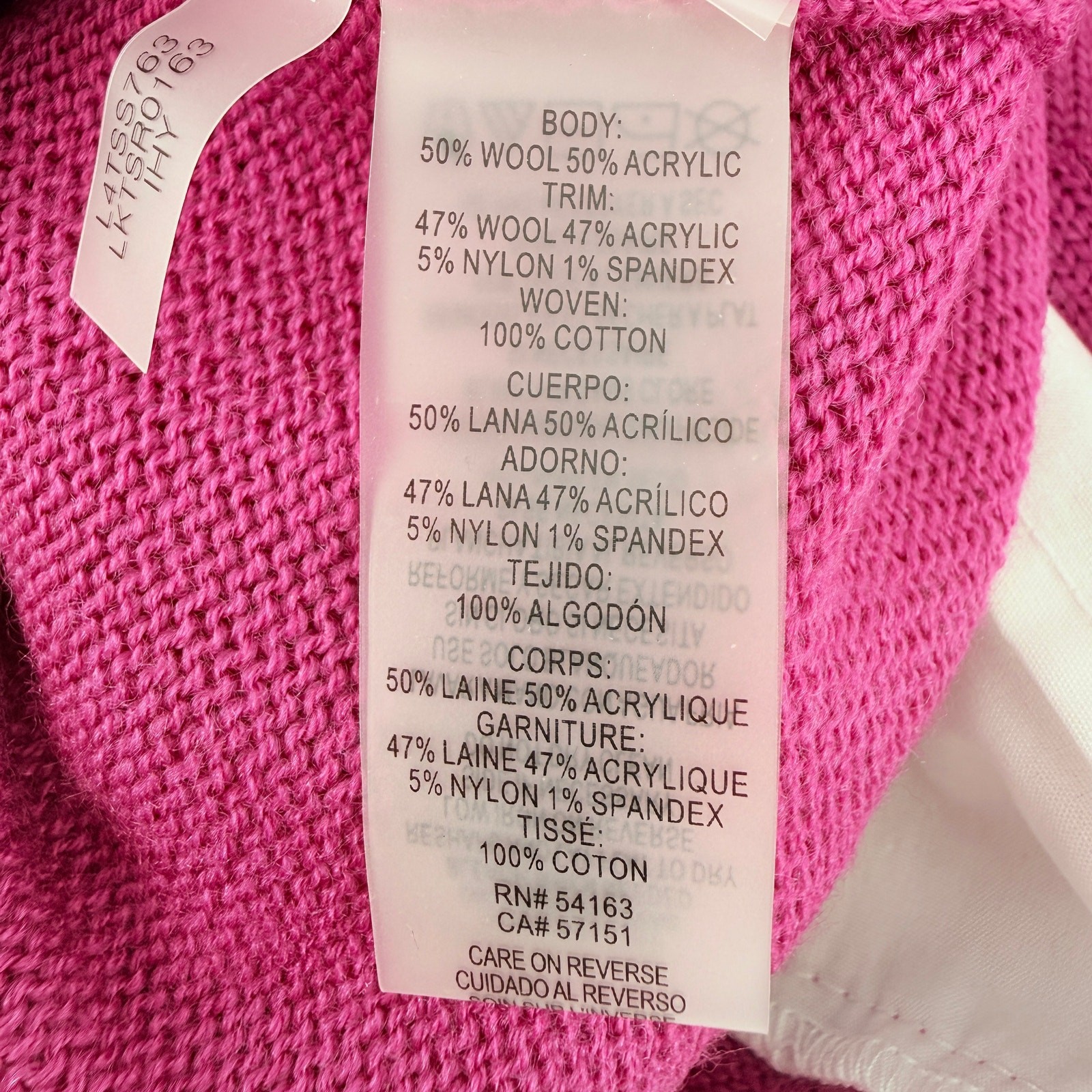 Karl Lagerfeld Layered Look Collared Sweater Womens Sz Small Pink Rhinestone