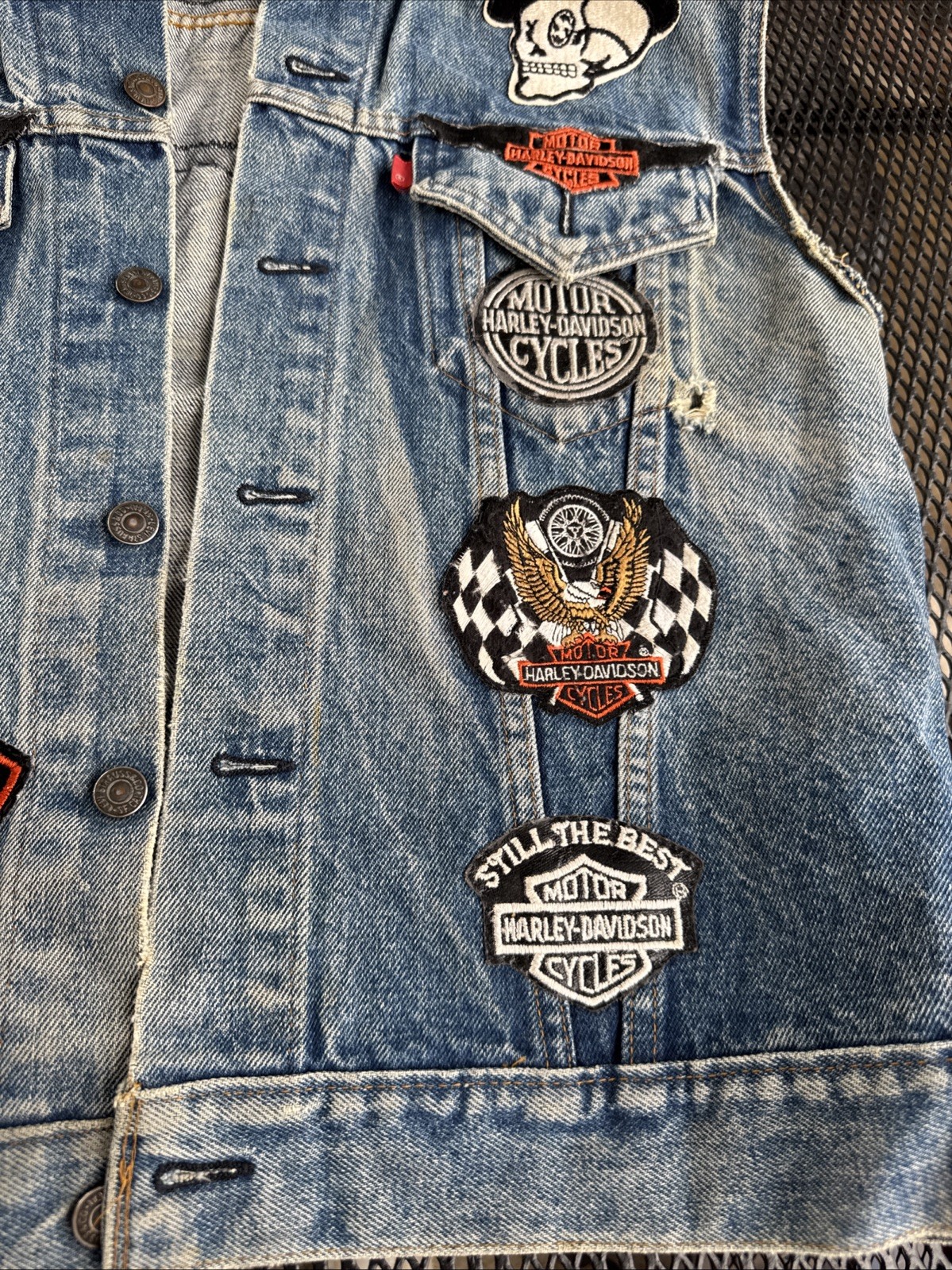 Vintage 50s-60’s Levi’s Denim Biker Vest Sleeveless w/Patches