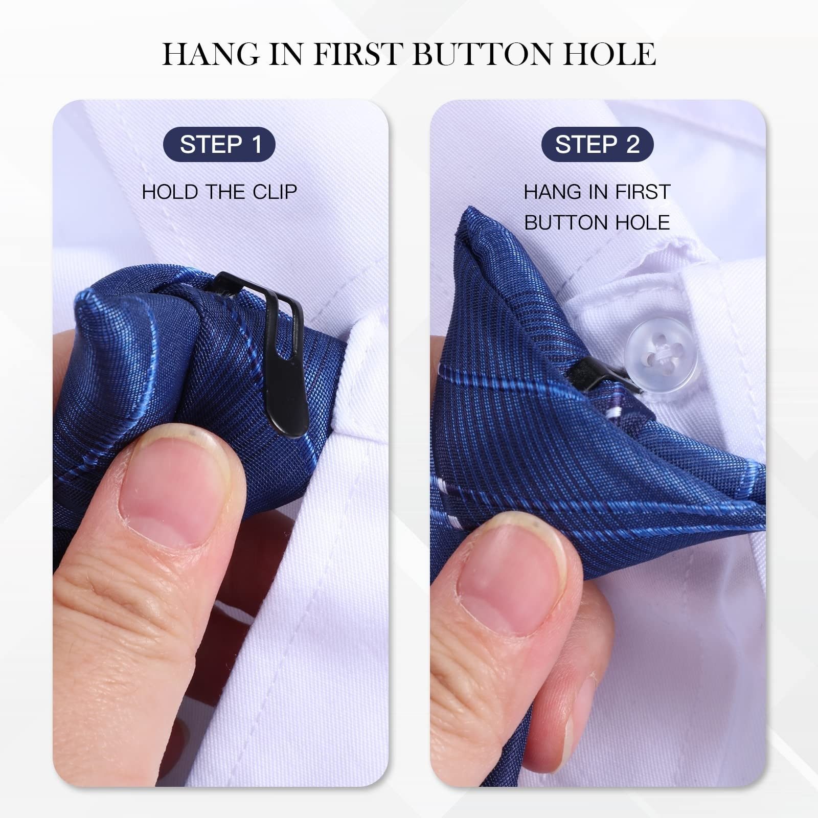 6 Pcs Men’s Clip-On Ties – Striped, Solid, Plaid, Dots – Easy Necktie Set 20